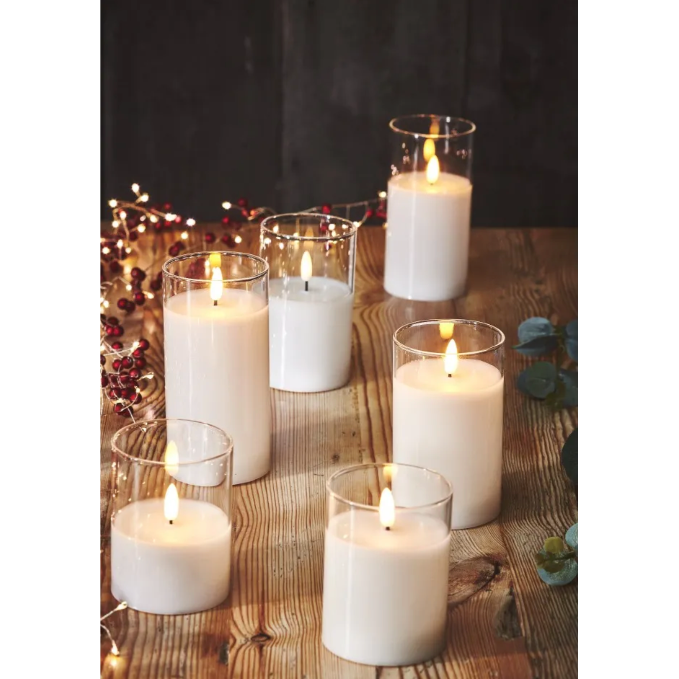 LED Glass Candles - Set Of 3