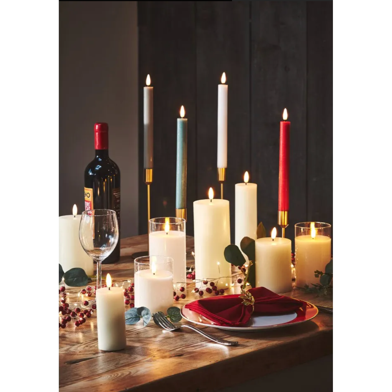 LED Glass Candles - Set Of 3