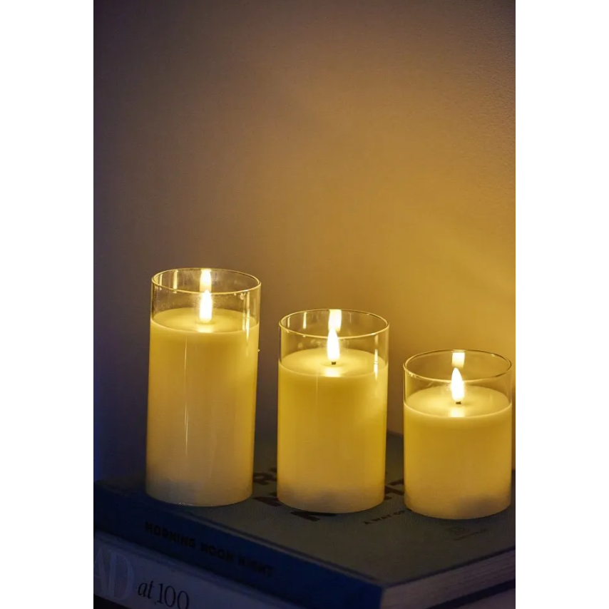 LED Glass Candles - Set Of 3